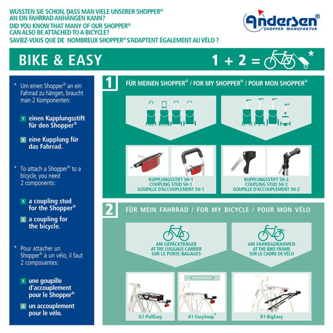 Andersen-Shopping - Andersen-Shopper Cargo Bike Trailer | Shopping Trolley | Royal Frame | IPEK MA Bag - 167-219-50 - Hitch A Bike - United Kingdom