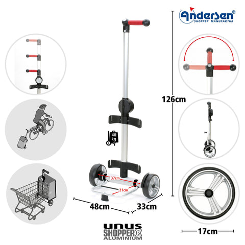 Andersen-Shopping - Andersen-Shopper | Bike Trailer | Shopping Trolley | Unus Frame | Basil Bloom Bag - 140-207-10 - Hitch A Bike - United Kingdom