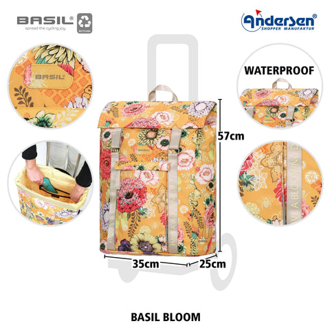 Andersen-Shopping - Andersen-Shopper | Bike Trailer | Shopping Trolley | Unus Frame | Basil Bloom Bag - 140-207-10 - Hitch A Bike - United Kingdom