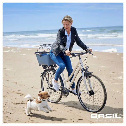 Basil - Basil® Buddy Bicycle Dog & Cat Basket Carrier - KlickFix Adapter System - Blue - Hitch A Bike -