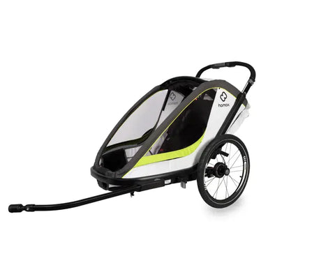 Hamax Breeze Bike Trailer (2-seat, White/Green) 2026 — White/Green (view 4)