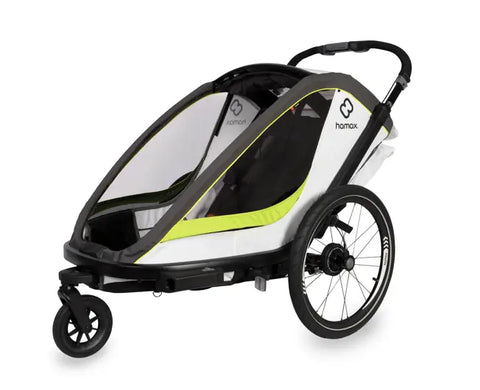 Hamax Breeze Bike Trailer (2-seat, White/Green) 2026 — White/Green (view 3)