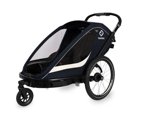 Hamax Breeze Bike Trailer (2-seat, Navy/Cream) 2026 — Navy/Cream (view 3)