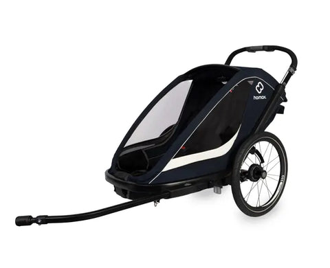 Hamax Breeze Bike Trailer (2-seat, Navy/Cream) 2026 — Navy/Cream (view 4)