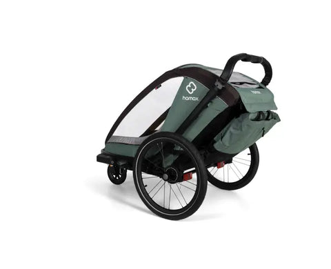Hamax Cocoon Bike Trailer (2-seat, Green/Grey) 2026 — Green/Grey (view 4)