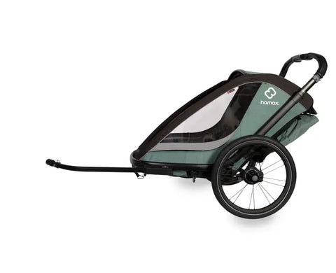 Hamax Cocoon Bike Trailer (2-seat, Green/Grey) 2026 — Green/Grey (view 6)