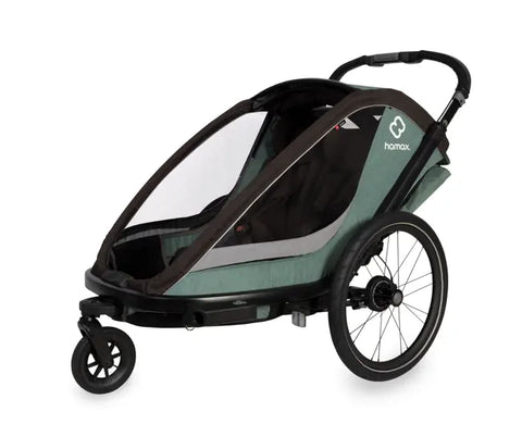 Hamax Cocoon Bike Trailer (2-seat, Green/Grey) 2026 — Green/Grey (view 3)