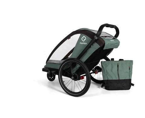 Hamax Cocoon Bike Trailer (2-seat, Green/Grey) 2026 — Green/Grey (view 5)