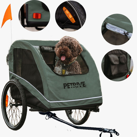 Petrive Active ONE | Dog Bike Trailer | Forest Green
