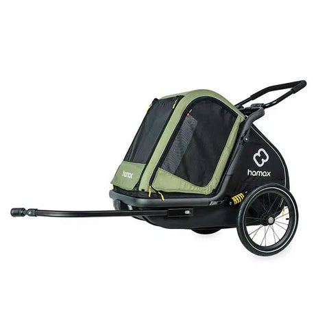 Hamax - Hamax Pluto Dog Pram & Dog Bike Trailer - Medium - Green - Hitch A Bike - HAM400501