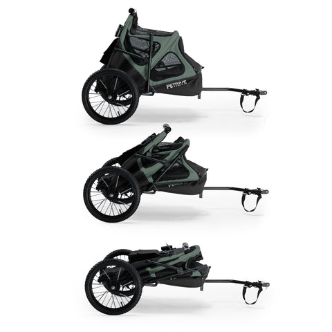 Hitch A Bike - Petrive GGBike | Dog Bike Trailer | 2-in-1 Stroller Combo | Forest Green - Hitch A Bike - GGBIKE-2IN1-FG
