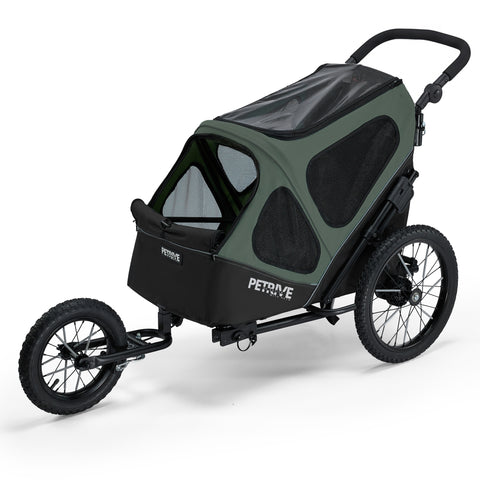 Petrive GGBike | Dog Bike Trailer | 4-in-1 Jogger Stroller Kennel Combo | Forest Green