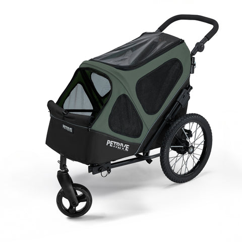 Petrive GGBike | Dog Bike Trailer | 4-in-1 Jogger Stroller Kennel Combo | Forest Green