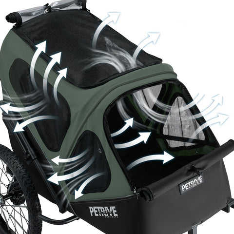 Petrive GGBike | Dog Bike Trailer | 2-in-1 Stroller Combo | Forest Green