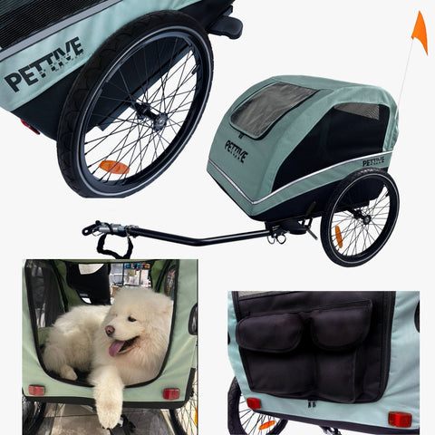 Petrive - Petrive Active ONE | Dog Bike Trailer | 2-in-1 Stroller Combo | Forest Green - Hitch A Bike - PTTRACTIVDGRSET1