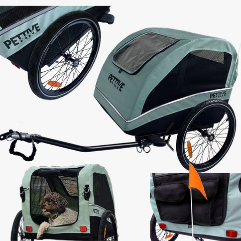 Petrive - Petrive Active ONE | Dog Bike Trailer | 2-in-1 Stroller Combo | Forest Green - Hitch A Bike - PTTRACTIVDGRSET1