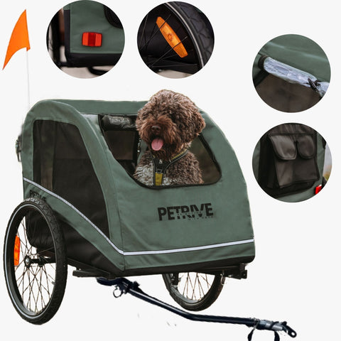 Petrive - Petrive Active ONE | Dog Bike Trailer | 2-in-1 Stroller Combo | Forest Green - Hitch A Bike - PTTRACTIVDGRSET1