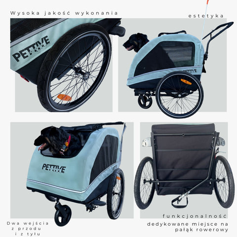 Petrive - Petrive Active ONE | Dog Bike Trailer | 2-in-1 Stroller Combo | Turquoise - Hitch A Bike - PTTRACTIVGRESET1