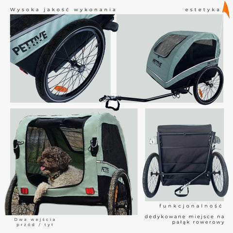 Petrive - Petrive Active ONE | Dog Bike Trailer | 2-in-1 Stroller Combo | Turquoise - Hitch A Bike - PTTRACTIVGRESET1