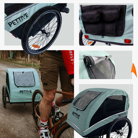 Petrive - Petrive Active ONE | Dog Bike Trailer | 2-in-1 Stroller Combo | Turquoise - Hitch A Bike - PTTRACTIVGRESET1
