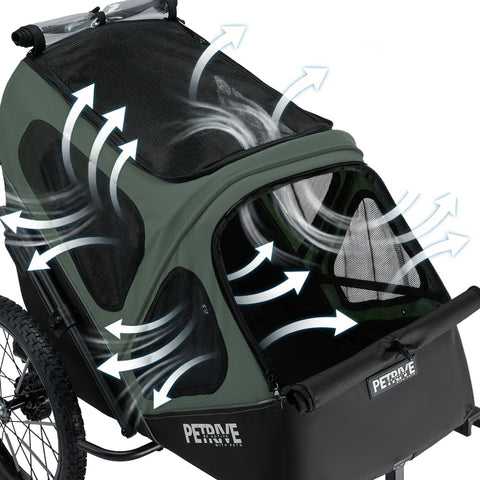 Petrive - Petrive GGBike | Dog Bike Trailer | 4-in-1 Jogger Stroller Kennel Combo | Forest Green - Hitch A Bike - GGBIKE-4IN1-FG