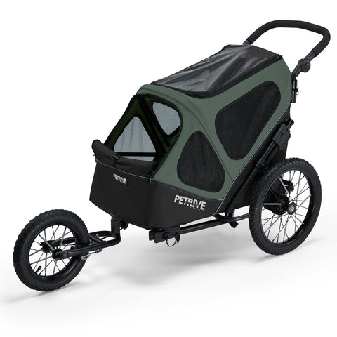 Petrive - Petrive GGBike | Dog Bike Trailer | 4-in-1 Jogger Stroller Kennel Combo | Forest Green - Hitch A Bike - GGBIKE-4IN1-FG