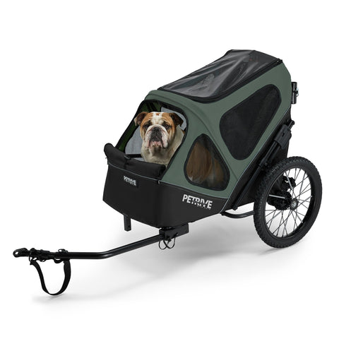Petrive - Petrive GGBike | Dog Bike Trailer | 4-in-1 Jogger Stroller Kennel Combo | Forest Green - Hitch A Bike - GGBIKE-4IN1-FG