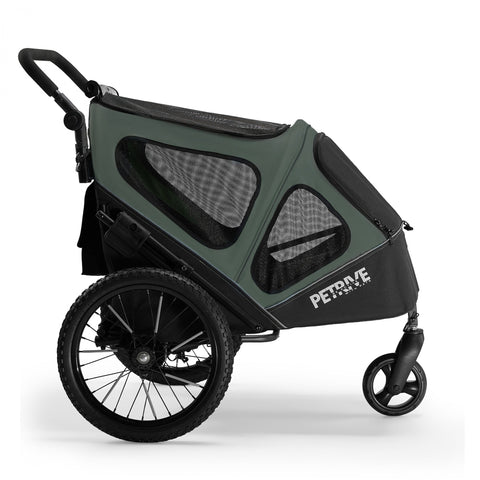 Petrive - Petrive GGBike | Dog Bike Trailer | 4-in-1 Jogger Stroller Kennel Combo | Forest Green - Hitch A Bike - GGBIKE-4IN1-FG