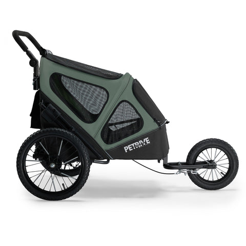 Petrive - Petrive GGBike | Dog Bike Trailer | 4-in-1 Jogger Stroller Kennel Combo | Forest Green - Hitch A Bike - GGBIKE-4IN1-FG
