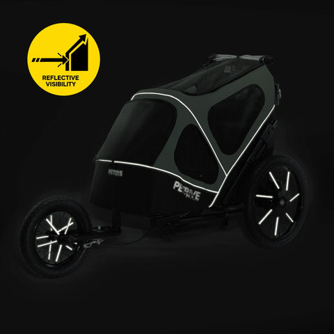 Petrive - Petrive GGBike | Dog Bike Trailer | 4-in-1 Jogger Stroller Kennel Combo | Forest Green - Hitch A Bike - GGBIKE-4IN1-FG