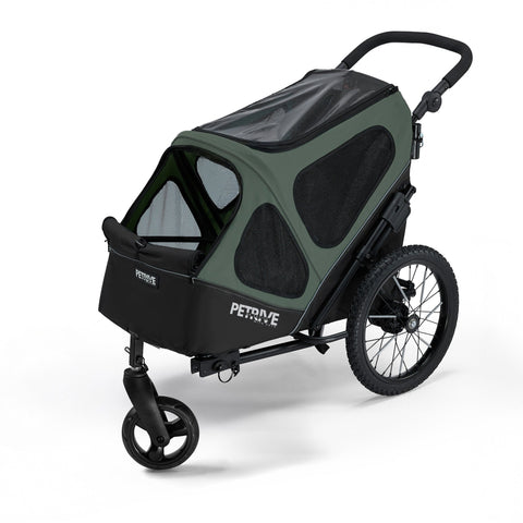 Petrive - Petrive GGBike | Dog Bike Trailer | 4-in-1 Jogger Stroller Kennel Combo | Forest Green - Hitch A Bike - GGBIKE-4IN1-FG