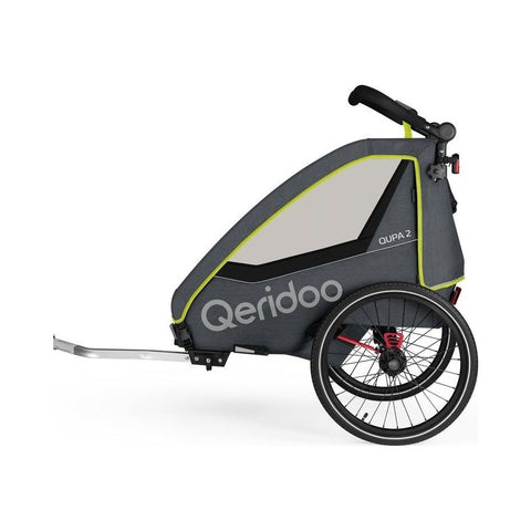 Qeridoo QUPA 2 | Grey | Two-Seater Child Bike Trailer — image 3