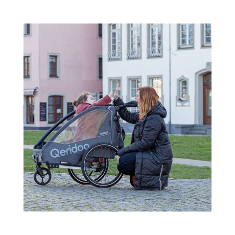 Qeridoo QUPA 2 | Grey | Two-Seater Child Bike Trailer — image 8