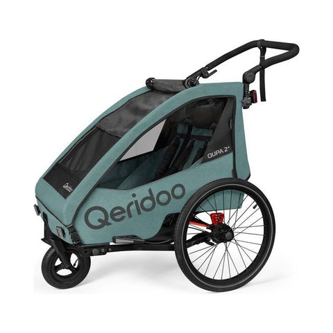 Qeridoo QUPA 2 Plus | Mineral Blue | Two-Seater Child Bike Trailer — image 1