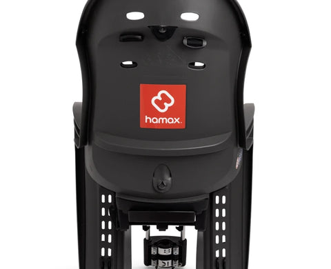 Hamax Siesta Frame-Mounted Bike Seat — Grey/Orange (detail)
