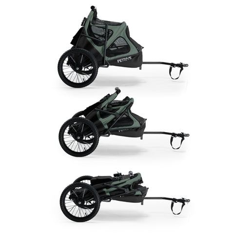 Petrive GGBike | Dog Bike Trailer | 4-in-1 Jogger Stroller Kennel Combo | Forest Green