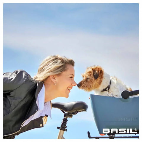 Basil - Basil® Buddy Bicycle Dog & Cat Basket Carrier | KlickFix Adapter System | Blue - Hitch A Bike - 