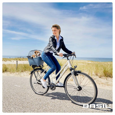Basil - Basil® Buddy Bicycle Dog & Cat Basket Carrier | MIK Adapter System | Blue - Hitch A Bike - BAS20017