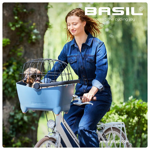 Basil - Basil® Buddy Front Bicycle Dog & Cat Basket Carrier | KlickFix Adapter System | Blue - Hitch A Bike - BAS20020