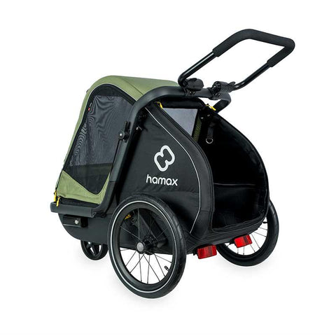 Hamax - Hamax Pluto Dog Pram & Dog Bike Trailer | Medium | Green - HAM400501 - Hitch A Bike - United Kingdom