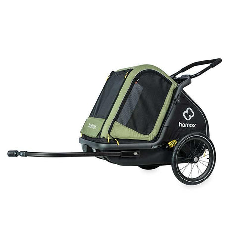 Hamax - Hamax Pluto Dog Pram & Dog Bike Trailer | Medium | Green - Hitch A Bike - HAM400501